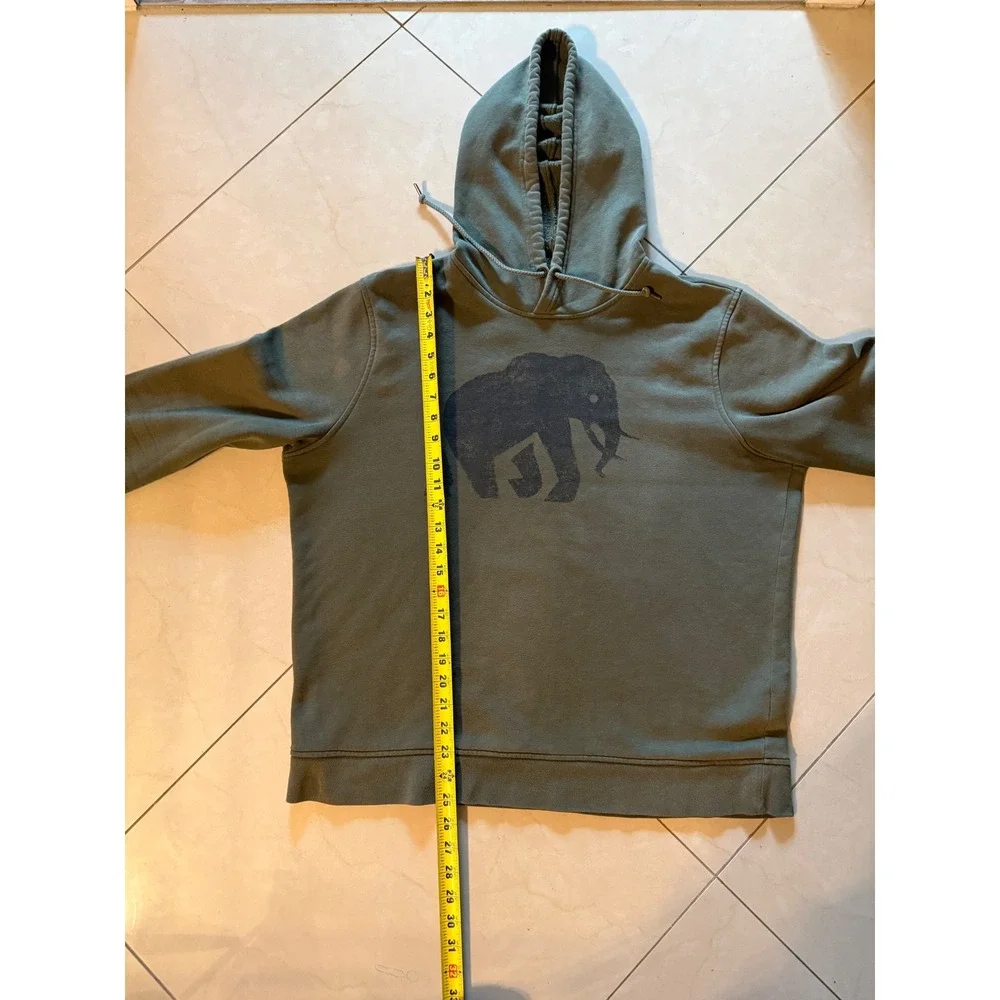 Banana Republic Mens‎ Elephant Graphic Hoodie Olive Green Fleece Sweatshirt L